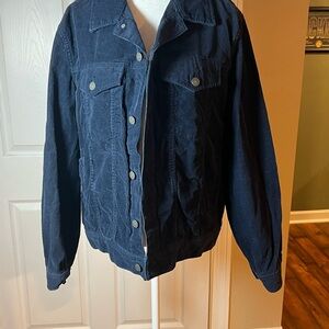 H&M Women's Size Medium Blue Corduroy Button Jacket Cozy Fall